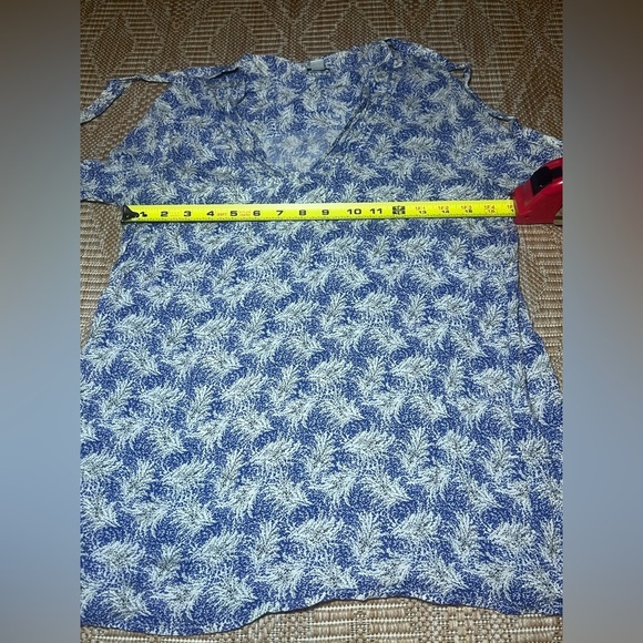 Lucky Brand Women's Tie Front Long Sleeve Print Peasant Blouse,Size Small - Picture 6 of 8